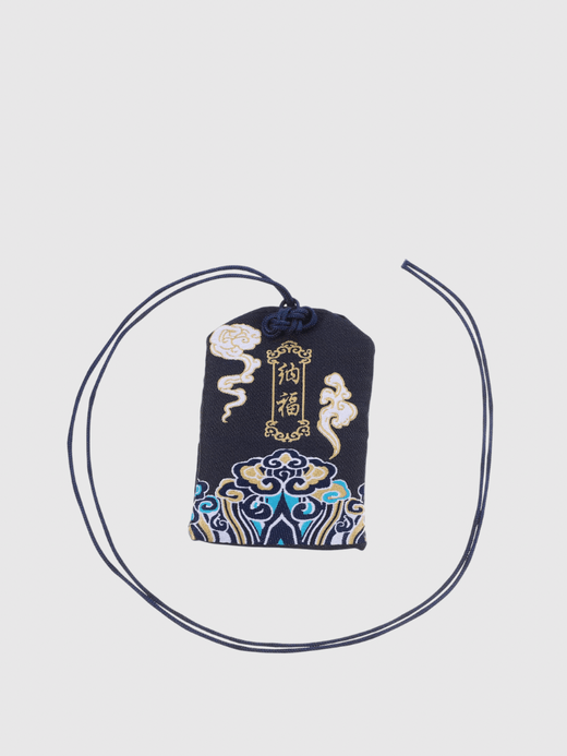 Japanese Prayer Omamori Pray The great wave Blessing and misfortune protection Fortune Beauty Health Safety Lucky Cat Prosperity Wealth Bag Guard Talisman Pendant Keychain Charms Couple Gift in blue with multi color