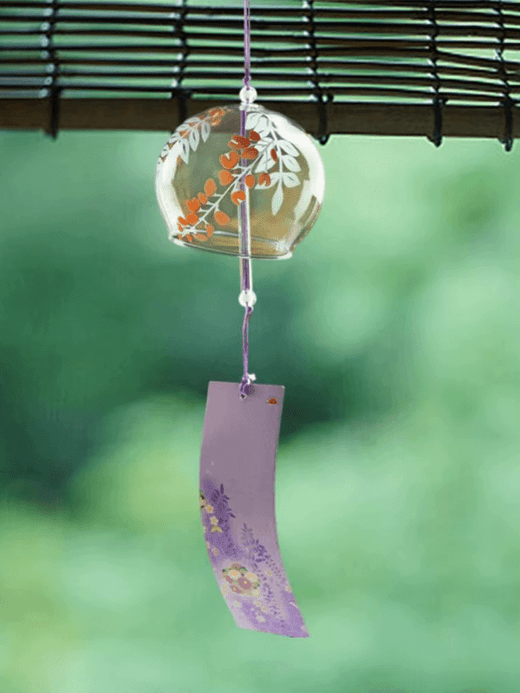 Japanese Sakura Cherry Blossom Pattern Wind Bell Chimes Handmade Borosilicate Glass Furniture Home outdoor entryway garden Decor Spa Kitchen Office Decor