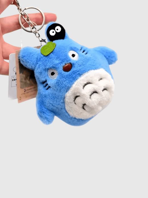 Anime Cute my neighbour neighbour Totoro Cat Keychain Purse Soft Plush Zipper Small Wallet for Teens Girls Women Kawaii Data Cables Earphones Bag Key Pouch charms in blue
