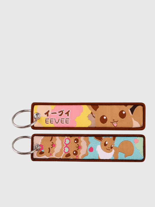 Anime Pokémon Pikachu Eevee Keychain for Cars Backpack Key Holders Embroidery Keyrings Key Tag Jet Accessories Gifts charms