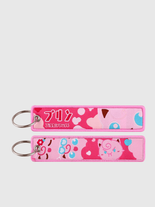 Anime Pokémon Jiggiypuff Keychain for Cars Backpack Key Holders Embroidery Keyrings Key Tag Jet Accessories Gifts charms in pink