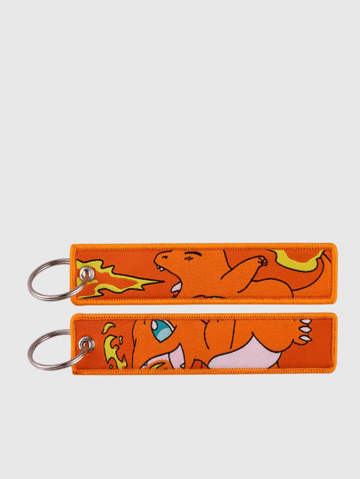 Anime Pokémon Charmander Keychain for Cars Backpack Key Holders Embroidery Keyrings Key Tag Jet Accessories Gifts charms In orange with multi