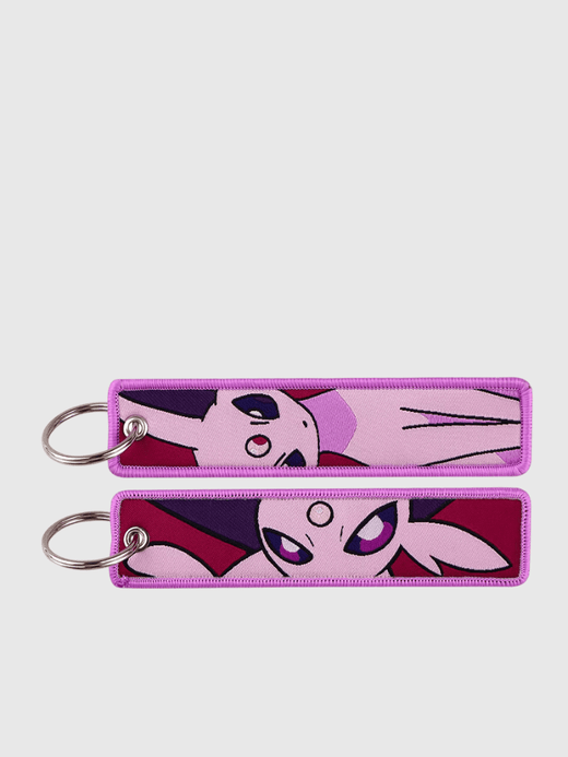 Anime Pokémon Rubber Reel Keychain for Cars Backpack Key Holders Embroidery Keyrings Key Tag Jet Accessories Gifts charms In pink with multi