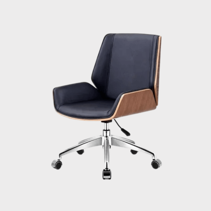 Height Adjustable Office Chair with Wheels for Bedroom study room Deck-chair Ergonomic Armchair Furniture Armchairs Chairs in Black, with walnut brown color