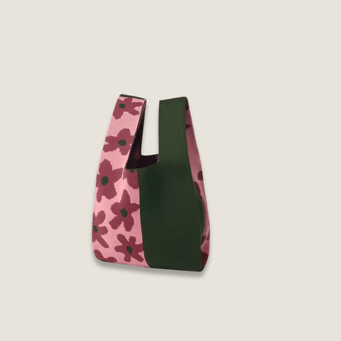 Geo Retro woman women’s High-End Fashion floral flowers geometric design Style Exquisite Pattern Wrist Handbag, Durable and Wear-Resistant Knitted Fabric Can Be Used for a Long Time, Suitable for All Seasons, Can Be Used by Women for Travel, Vacation, Walking and Shopping Bags in dusk pink with black multi color