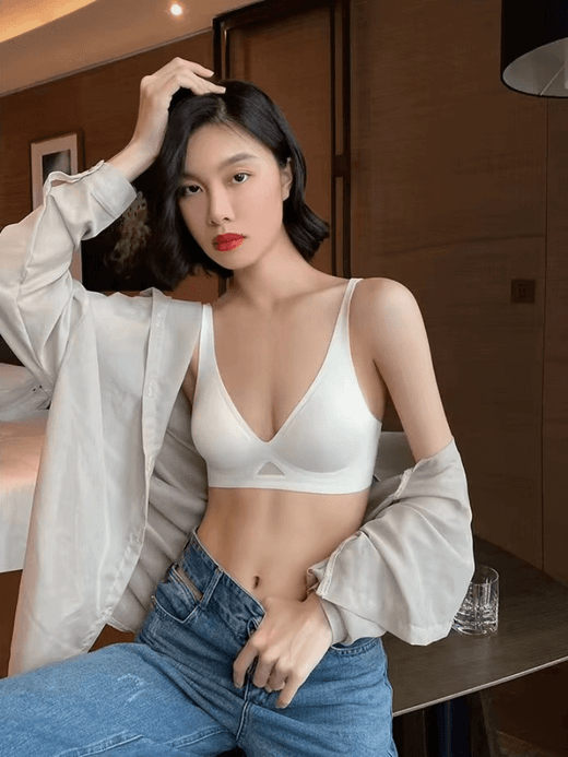 Women’s woman womens Men’s man mens petite-, tall-, plus-, size Sexy Beauty Girls Breathe Wireless Without Traces Underwear Female Thin Breathable Wire-free Large Breasts Show Small No Steel Ring Soft Support Bra Cover Intimates underwear bras in white