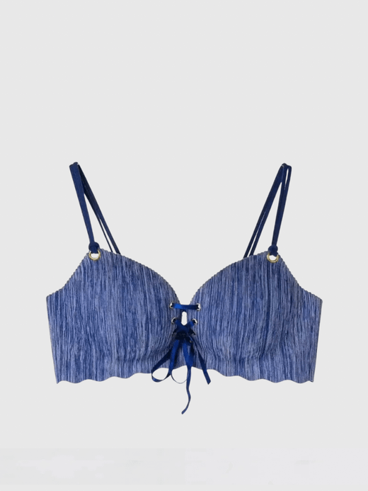 Women’s woman womens Men’s man mens petite-, tall-, plus-, size Seamless Underwear Women's Sexy Small Chest Without Steel Ring Wireless wire-free Front Belt Drawstring Drawcord bow-tie Gathered Straps Women's Push-Up Plunge Bras in blue