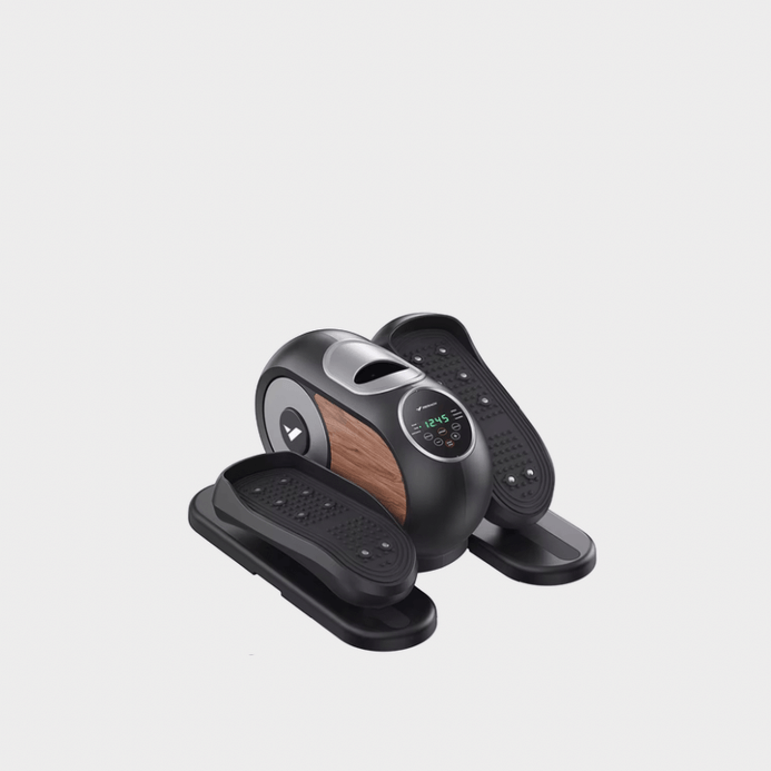 Under Desk Elliptical Machine Home Ellipse Elliptical Leg Exerciser with 12 Adjustable Speed Quiet & Portable Seated Pedal Exercisers Sports equipment fitness machines in brown with black