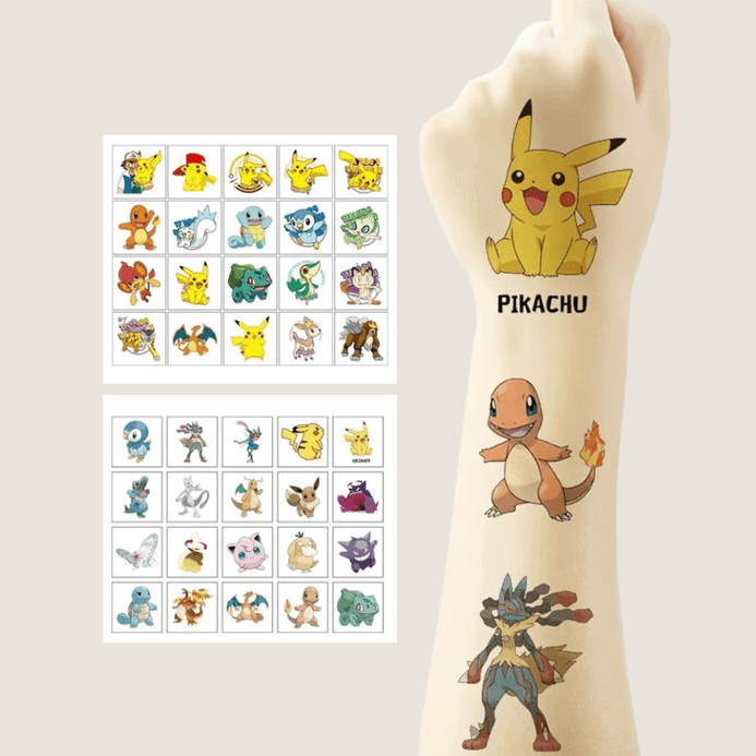 20 piece Anime Pikachu Temporary Tattoo 20-Piece Set 20Pcs/sets Pokemon Pikachu Tattoos Stickers Cartoon Body Face Temporary Art For Birthday Party Gift Sticker