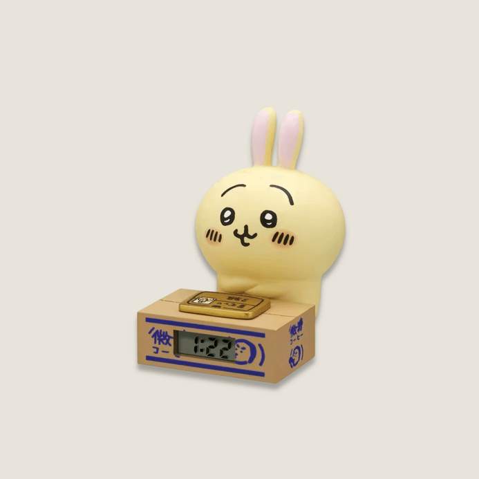 Japanese Sanrio Kawaii Girls Cartoon Figure Study Usagi - Weeding Certification Level 3 Chiikawa table LED digital clock watch "second-hand book" (古本, furuhon) cardboard box school exam "Let's Do Our Best Together!" study series decorative object Children's capsule gashapon Toys Exquisite kitan club Gifts in yellow with multi color