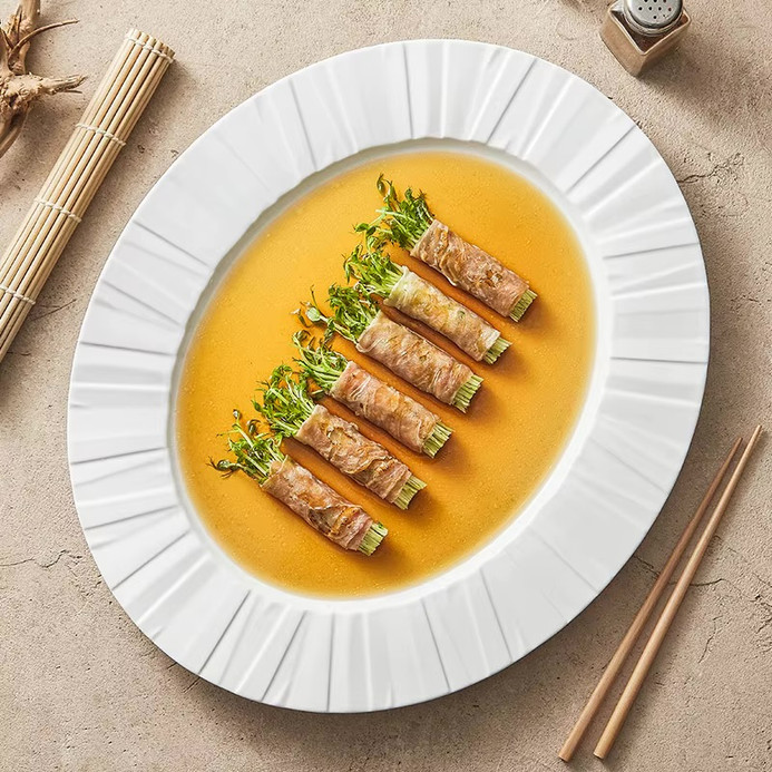 Oval Ceramic Striped Fish Sushi Dessert Cake Plate Steak Pasta Plates Serving Plates Molecular Cuisine Tableware Plates Molecular Cuisine Tableware in white