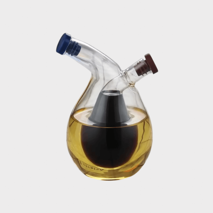 2-in-1 Double Layer Sauce Oil Vinegar Glass Bottle Clear transparent Condiment Seasoning serveware tabletop Sealed Kitchen round Storage Bottles Jars Kitchen Tools