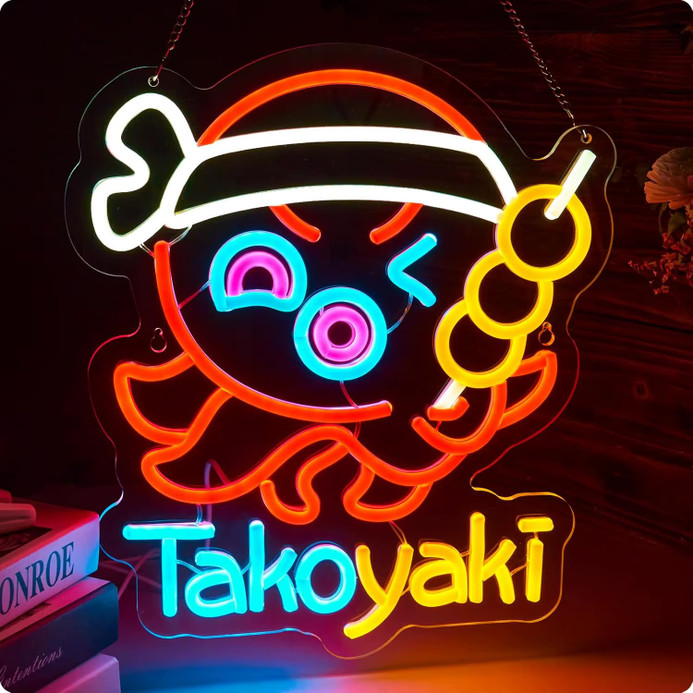 Takoyaki Neon Sign Dimmable Neon Lights for Japanese Street Food Shop Restaurant Office Home Decor Aesthetics Draw Celebratory Gifts Lighting in multi color