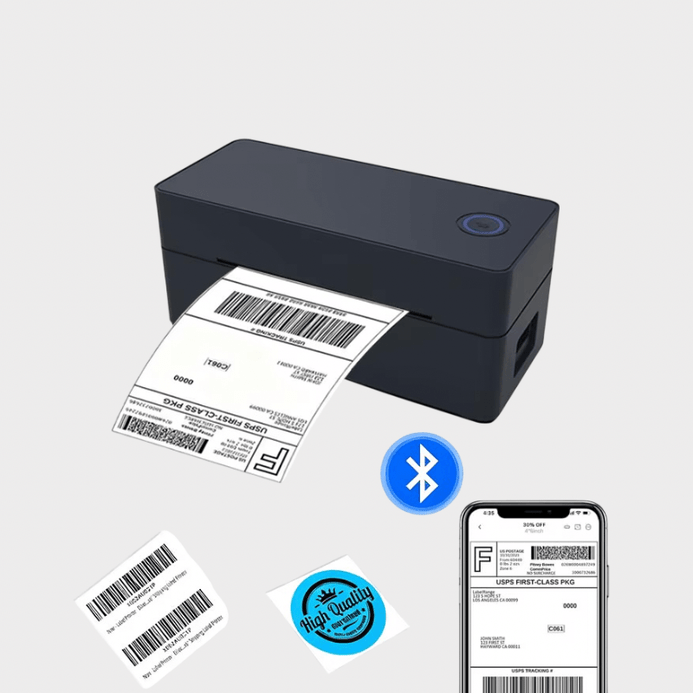 Office home Wireless Bluetooth Thermal Desktop Shipping 4x6 Support Android Mac iPhone iOS Windows - Shipping Label Printer in charcoal black
