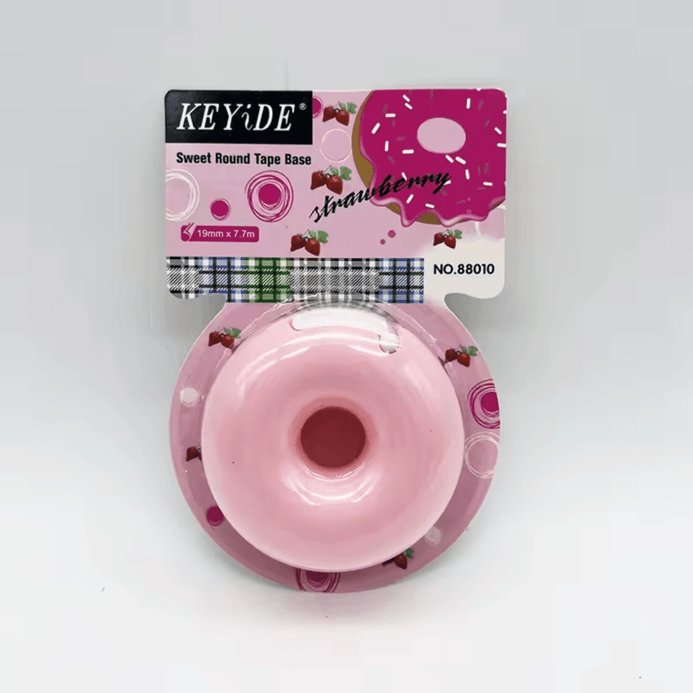 Office Home Mini Kawaii Tape Cutter Students Handmade Tools accessory round donut and love heart shape washi Tape Dispenser Holder Family Gift Packaging in pastel pink color