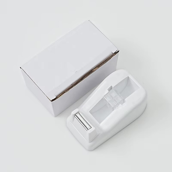 Office Home Mini Tape Cutter Students Handmade Tools Non-slip Tape Dispenser Holder Family Gift Packaging in white color