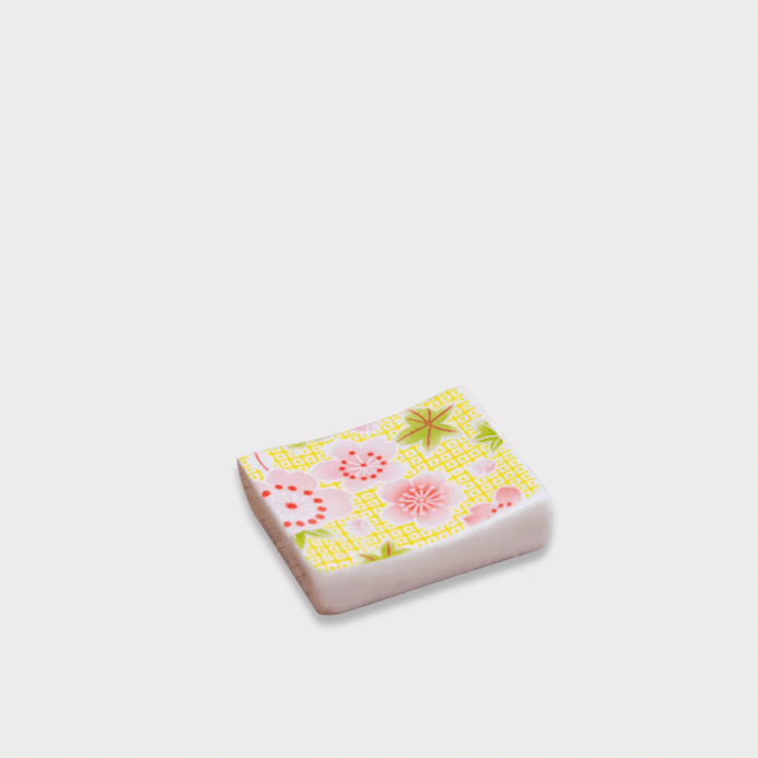 Japanese Retro Ceramic sakura floral flowers geometric Chopstick Rest holder stand Dining tableware accessory Tabletop accessories in multi color yellow orange