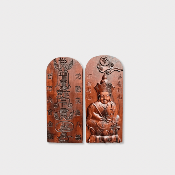 Home Office Workplace Religion traditional handcrafted wooden carved Buddhism Religious Centennial jujube wood, embossed Pu'an Patriarch's decree token, Buddhist cultural supplies, altar decorations carvings messages in brown