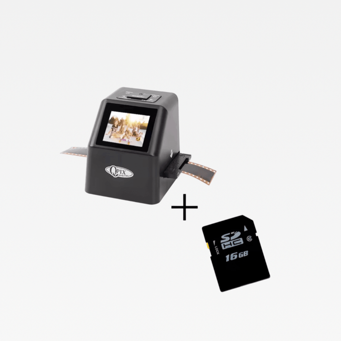 Office Home Digital Film Slide Scanner Converts 35mm Film Scanner for Negatives with 2.4inch LCD 22mp Super 8 to USB Digital Converters with optional 16GB SD Memory Card in black