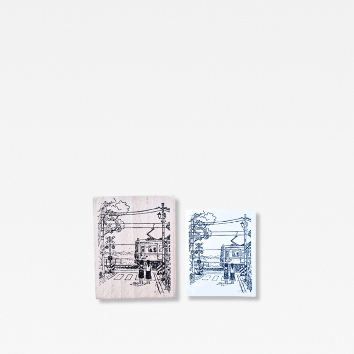 Office Home Tourism souvenir Japanese wooden Stamp Scrapbooking Ukiyo Japan Travelogue Vintage Scrapbook Journaling Diary Decoration Wood Notebooks Stamps seals Japan souvenirs Enoden Enoshima Train in natural light wood