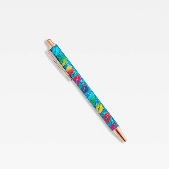 Office Home School kawaii cute writing Ballpoint Pen metal Stationery supply Pens in blue love hearts