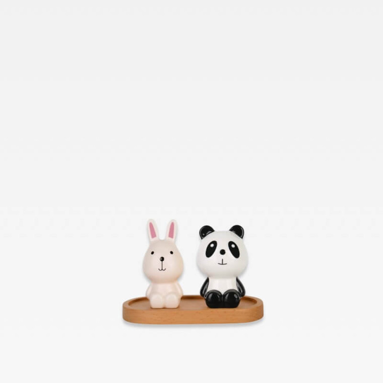 Ceramic modern bunny rabbit cartoon animals design Salt & Pepper Seasoning shaker Set Tabletop and bar dining accessory Dinnerware Condiments accessories with condiment tray Jar Kitchen Wedding Decoration Birthday Gift Personalized Ceramics Salt Pigs, Cellars & Servers Gifts size guide in pink black and white patchwork