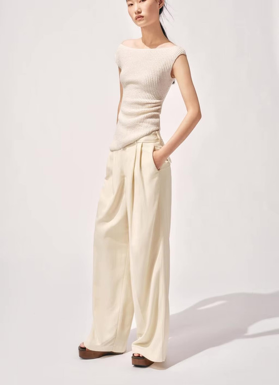 Women’s woman womens petite-, tall-, plus-, size Summer vacation holiday getaway Casual One-Shoulder ribbed Pleated Texture Asymmetric Sleeveless Boatneck round Neck Top Commute wfh workwear Style Slim Fit Polyester tops in white