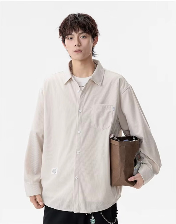 Men’s man mens petite-, tall-, plus-, size Light Travel turn-down Spread collar long sleeves with drop shoulder button close patch pocket chest wfh office commute Workwear Streetwear Premium Trendy Spring Summer Fall Autumn Shirt Jacket Outerwear outdoor Outwear Jackets in cream