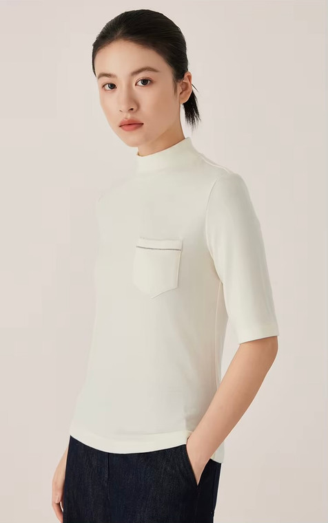 Women’s woman womens petite-, tall-, plus-, size Light Luxury High-Quality Cotton Blend Round O-neck Crewneck Short-half Sleeves with hollow-out cuff Mockneck tee T-Shirt Pullover Style tops Tees  T-shirts in white