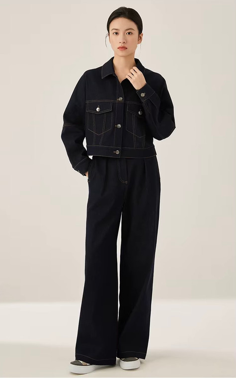 Women’s woman womens petite-, tall-, plus-, size Light Luxury High-Quality casual office wfh workwear evening party wear Cotton denim mid-rise straight cut denim jeans Trouser pants in dark blue black
