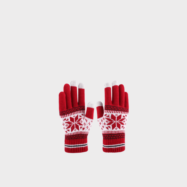 Women’s woman womens Men’s man mens Unisex Genflex Gender Neutral Genderfluid petite-, tall-, plus-, size office commute workwear Casual Fall Autumn Winter Christmas holiday seasonal cold weather accessory Warm Windproof Full Finger snowflake Touchscreen Cold Weather Hiking Outdoor gloves Fashion accessories in red with white
