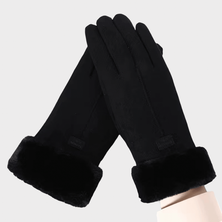 Women’s woman womens petite-, tall-, plus-, size office commute workwear luxury Casual Fall Autumn Winter cold weather accessory Warm Windproof Full Finger Gloves Touchscreen Cold Weather Hiking Outdoor suede fleece gloves Fashion accessories in black