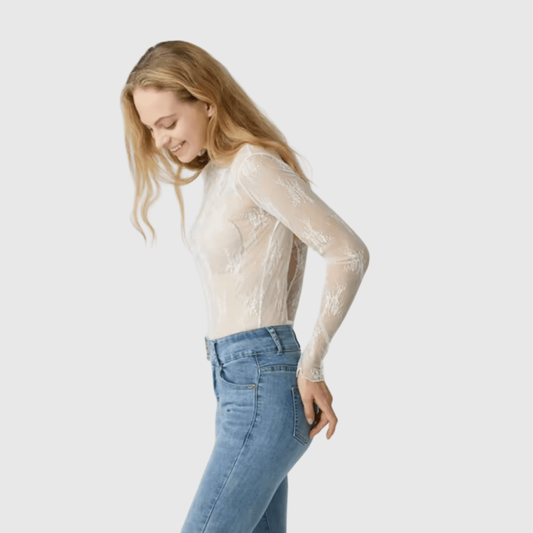 Women’s woman womens petite-, tall-, plus-, size Boho bohemian Casual Summer vacation holiday getaway loose Vintage Long Sleeves stand  O Neck Female Pullover blouse Spring Summer Autumn Fall crewneck Lace See-Through Top evening party bohemia tops in white