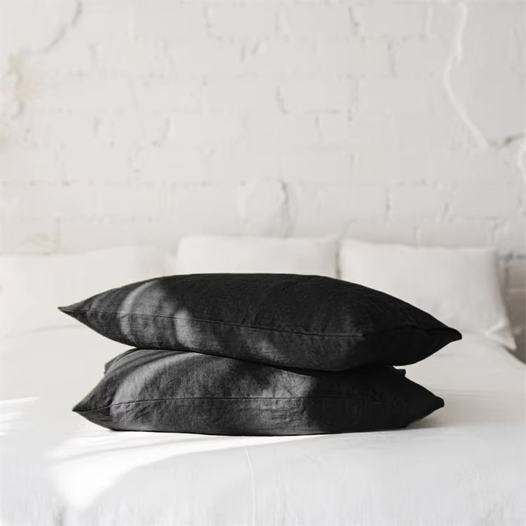 Luxury rectangular 100% pure french linen Pillowcase Living Room Bedroom France Cushion Pillows Props Gifts in natural linen dark Gray grey color
