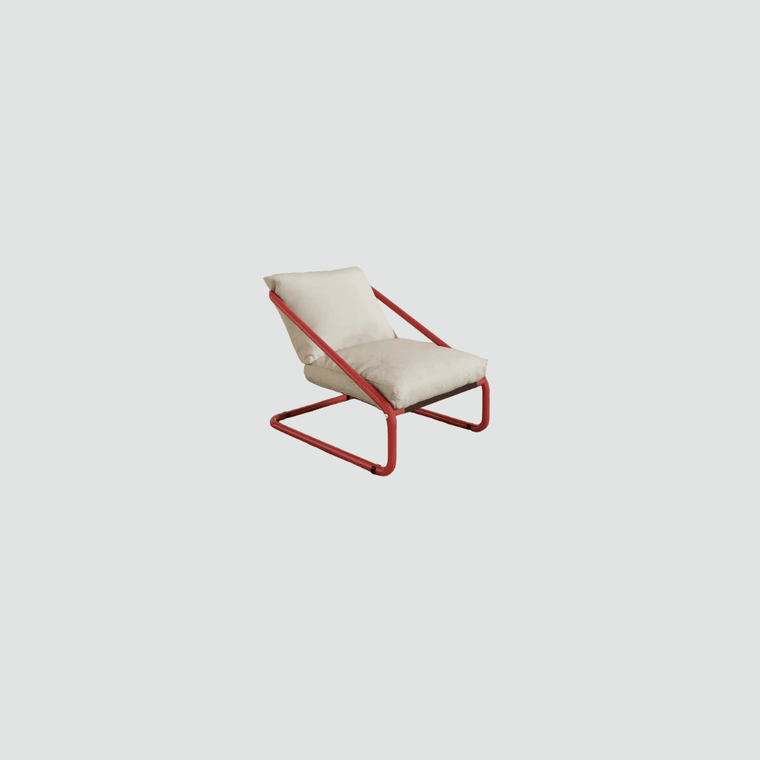 Recliner Rocking Chair Reclining Sleeping Happy Lazy Balcony Home Leisure Single Sofa Chairs in beige with red color frame