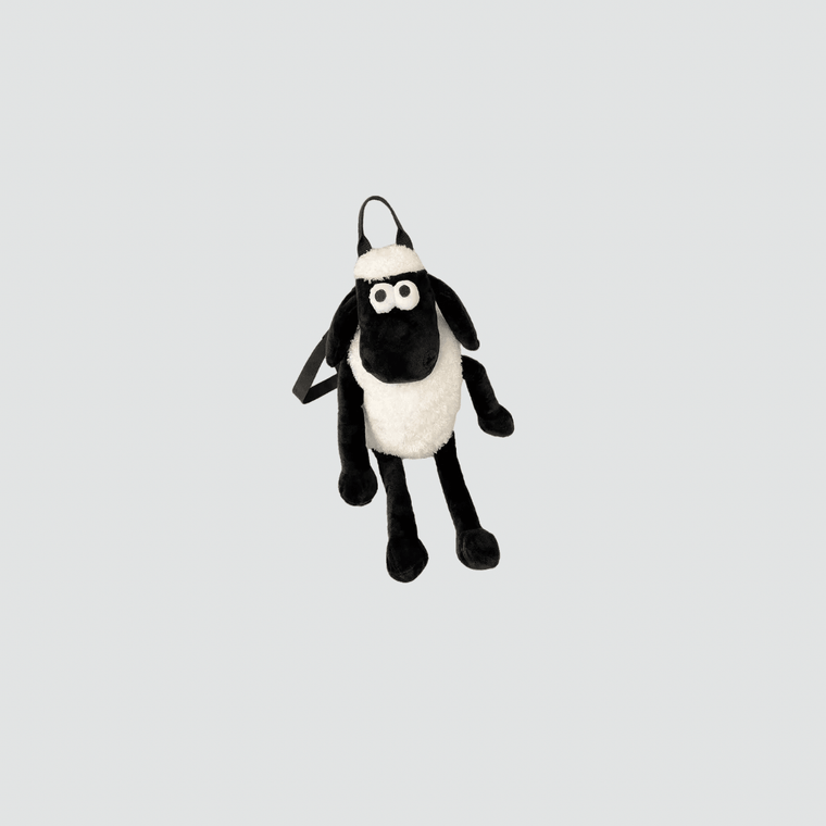 Women’s woman womens Men’s man mens Unisex Genflex Gender Neutral Genderfluid Kawaii anime cute cartoon Shawn The Sheep design Summer plush multi-purpose commuting shoulder bag summer for girl Gifts with shoulder strap Vacation Beach Party bags in white with black color