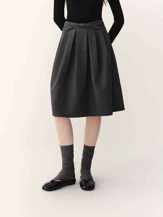 Women’s woman womens petite-, tall-, plus-, size Casual Summer holiday vacation getaway evening party wear indie style loose classic Vintage vintage French look style Female high rise waist zip-up close empire waistline pleated bubble trim hem Peplum midi skirt Fashion skirts in dark Gray grey