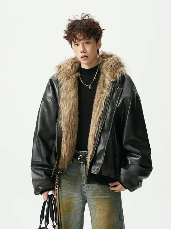 Men’s man mens petite-, tall-, plus-, size Fall Autumn Winter loose classic Vintage style hoodie Long Sleeves fur v-neck collar Casual Hooded Jacket Fashion outerwear Jackets  coat in black