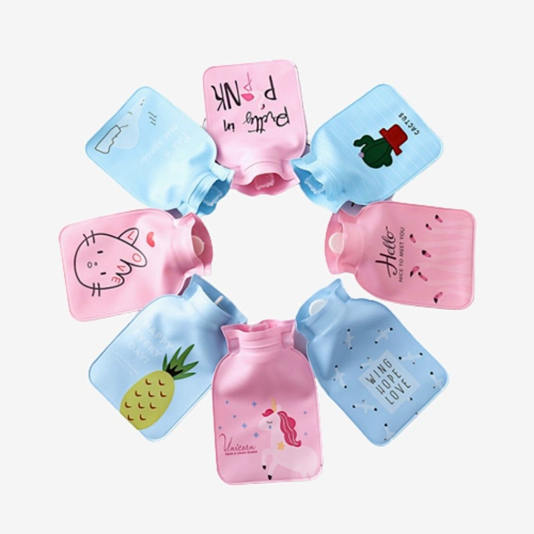 Traveler Midi Hot Water Bottle Household Cute Cartoon PVC Hotwater Warmer Screw Top Portable Pocket Hand Feet Warm Bottles Trend