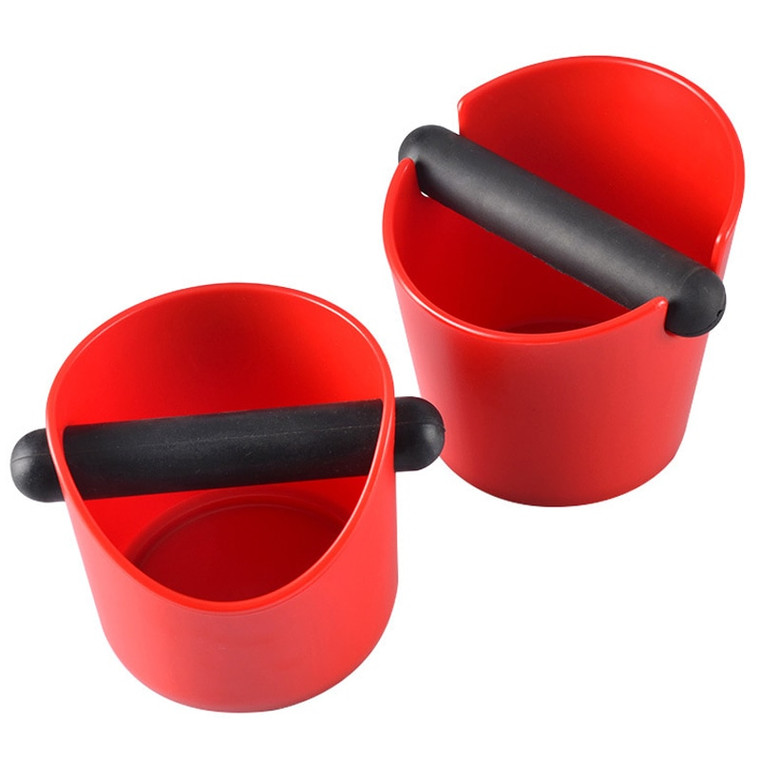 Barista Coffee Knock Box Shock Absorbent Espresso Knock Box for Barista Grind Anti slip Espresso Dump Bin Grinds Waste Bins Coffeeware Sets in Red