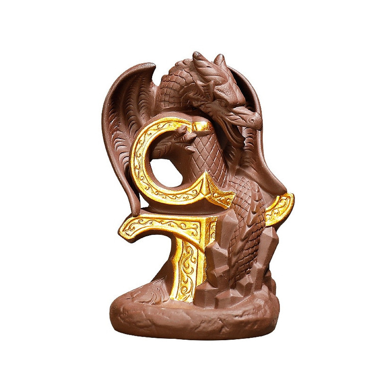 Backflow Dragon Incense Burner Waterfall Golden Brown Purple Clay Aromatherapy Decorations for Home Creative Room Decor Trend