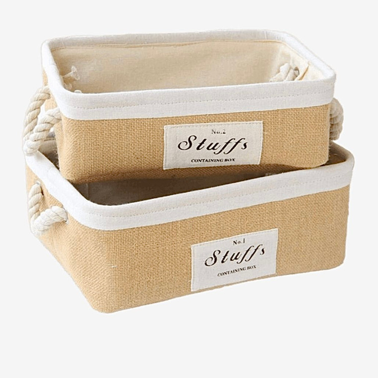 Jute Desk Storage Basket Box rectangle simplicity Organizer EVA Thicken Khaki Baskets Cosmetic Case Kids Toys Boxes Buckets Trend