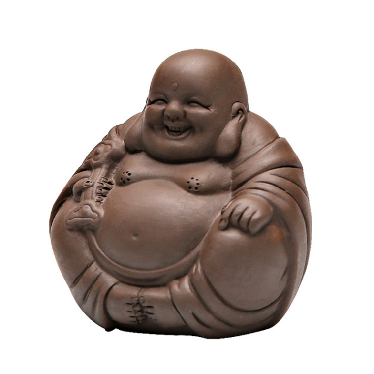 Small Buddha Purple Clay Tea Pets Monk zisha pet accessories in brown clay Trend