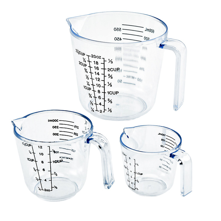 Measuring Cup 3-Piece Set 3Pcs Plastic Clear Measure Jug Cups Sets Home Kitchen Baking Flour Sugar Trend Water Cup Jugs with Scales