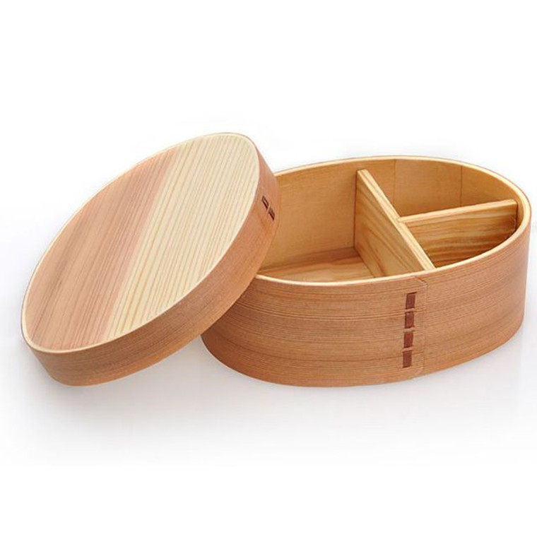 Oval Bento Box Japanese Style One Person Food Preservation Wood Tableware Student Japan Wooden Lunch Boxes Detail