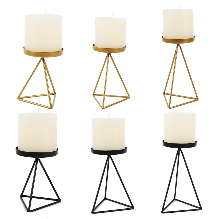 Wrought Iron Candle Holder Nordic Style Geometric Triangle Candlestick Decor Candles Holders in Golden Black