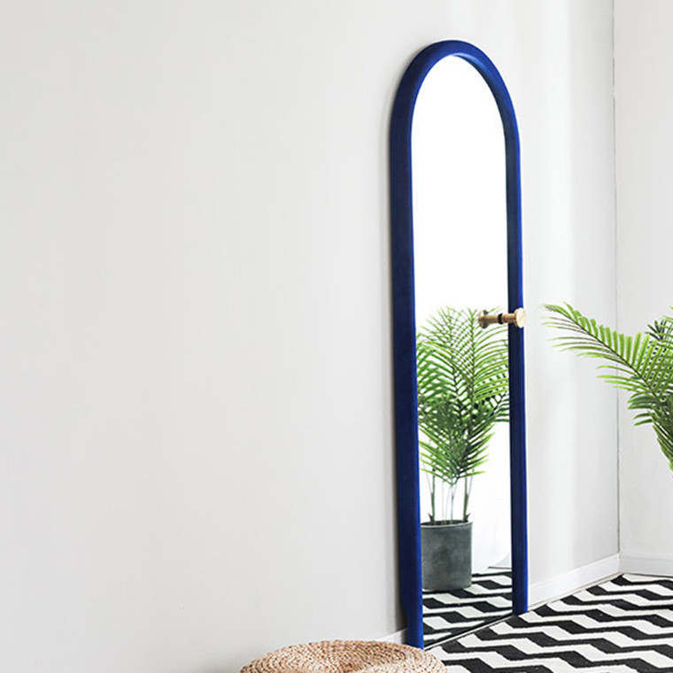 Arch Floor Mirror Full Length Nordic Luxury Aesthetic Dressing Big Floor Standing Mirror Decorative Frame Room Decor Furniture in Blue Detail