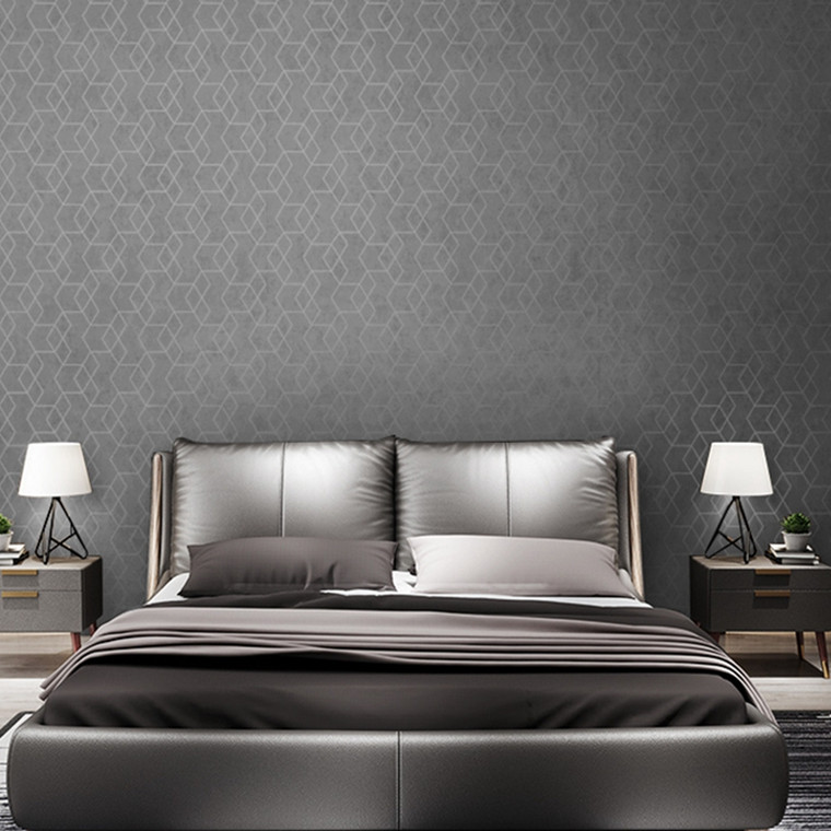 Gray Luxury Geometric Wallpaper Roll Black Grey Wall Paper Modern Design Bedroom Living Room Background Trend Home Wall Decor Wallpapers