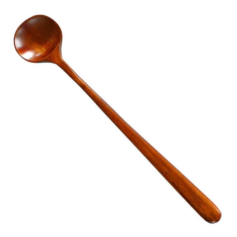 Long Handle Wood Cook Spoon Natural Wooden Round Cooking Japanese Soup Scoop Cooking Mixing Stirrer Kitchen Trend Japan Utensil Scoops Spoons