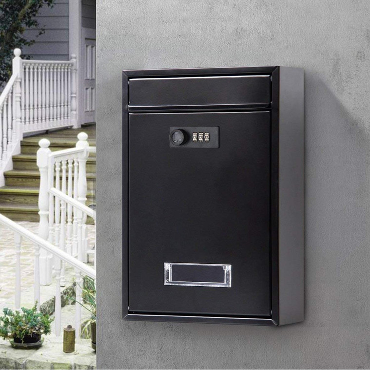 Wall Mounted Mailbox With Combination Lock Vintage Metal Coded Lock Letterbox Post Newspaper Box Boxes in Black